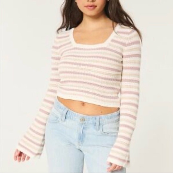 Hollister Sweaters - Hollister Pink and Cream Knit Top. Size XS Great Condition